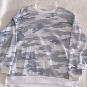 American Eagle Ahh-Mazingly Soft White Camo Crewneck